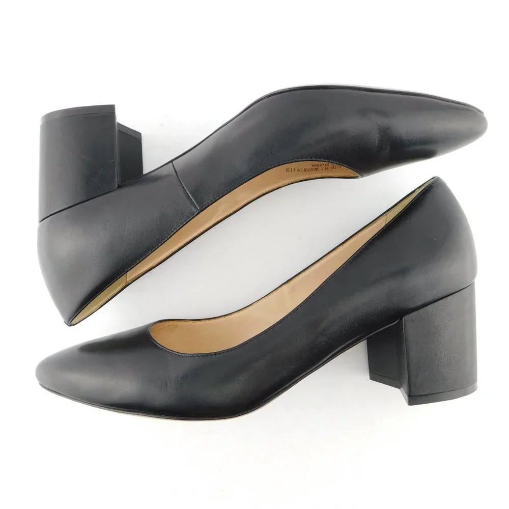 COLE HAAN Black Leather Block Heel Pumps 11